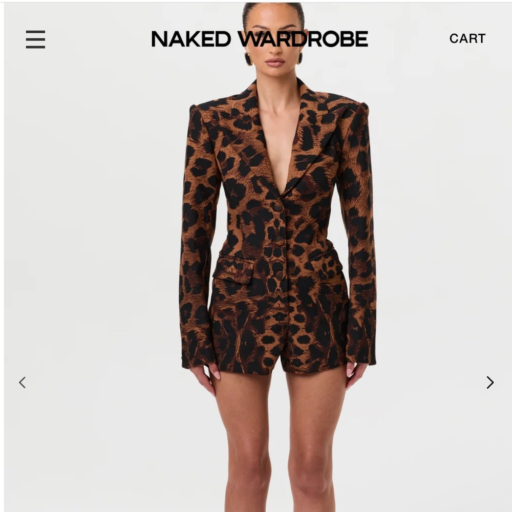 Naked Wardrobe Leopard Print Blazer Romper